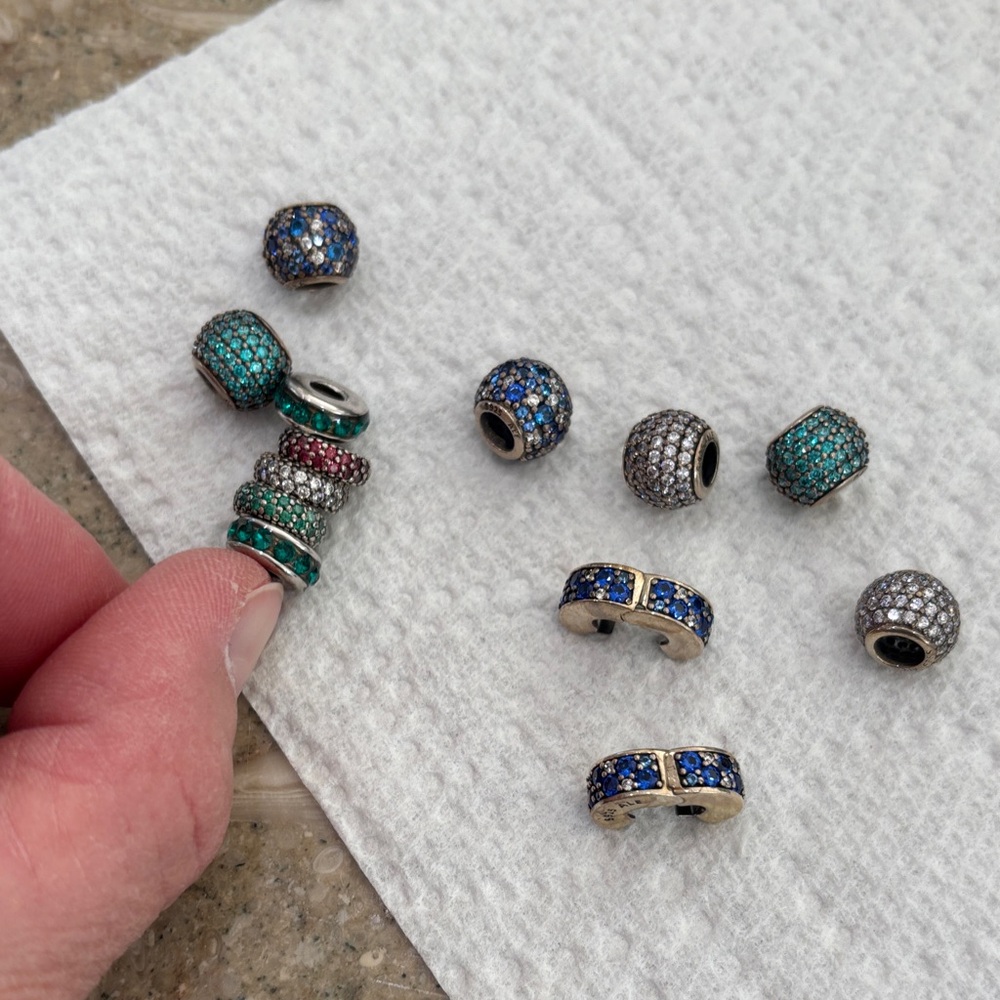 Elegant Pandora crystal Blue, Green, clear, and pink crystal Charms